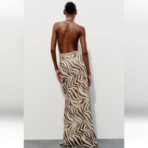 ZARA PRINTED TULLE HALTER DRESS - Picture 6 of 9